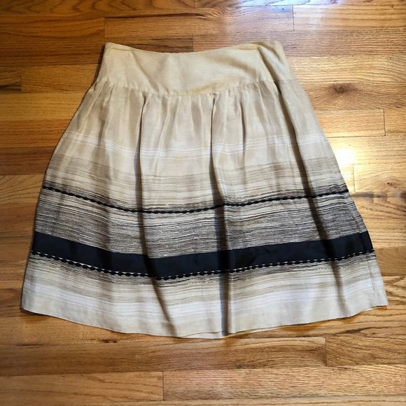 ALFANI PETITES BEIGE BLACK LINEN SILK SKIRT SZ 6P - Picture 2 of 7